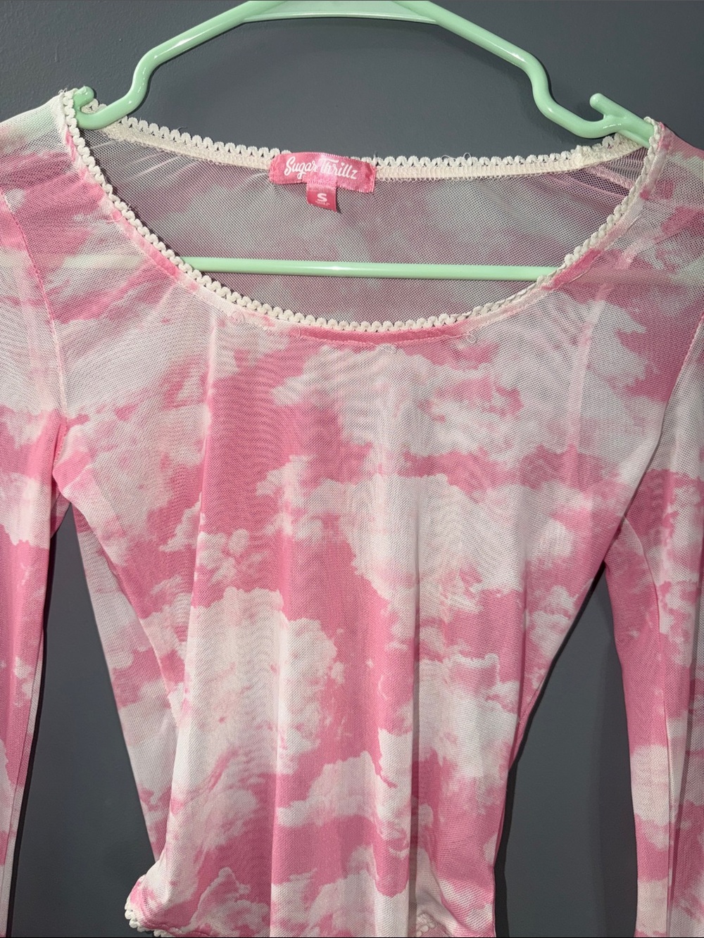 NWOT Sugar Thrillz, Dolls Kill Bliss Vision Pink Cloud Bodysuit, Sz S, Fairycore - Picture 5 of 12